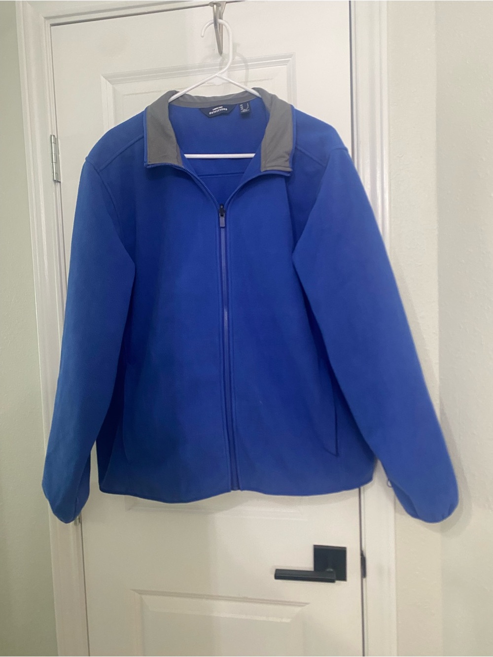 Lands' End Royal Blue Full-Zip Fleece Jacket with Gray Collar